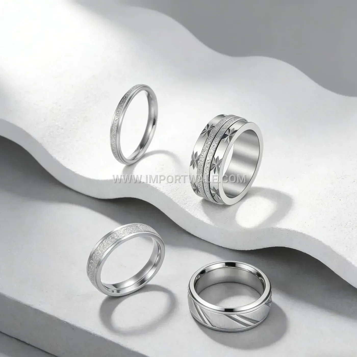 Minimalist Polished Stainless Steel Stacking Ring Set