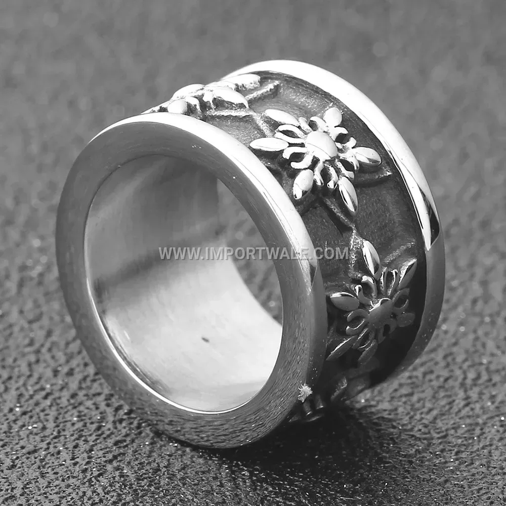 Retro Stainless Steel Hexagram Star Band Ring