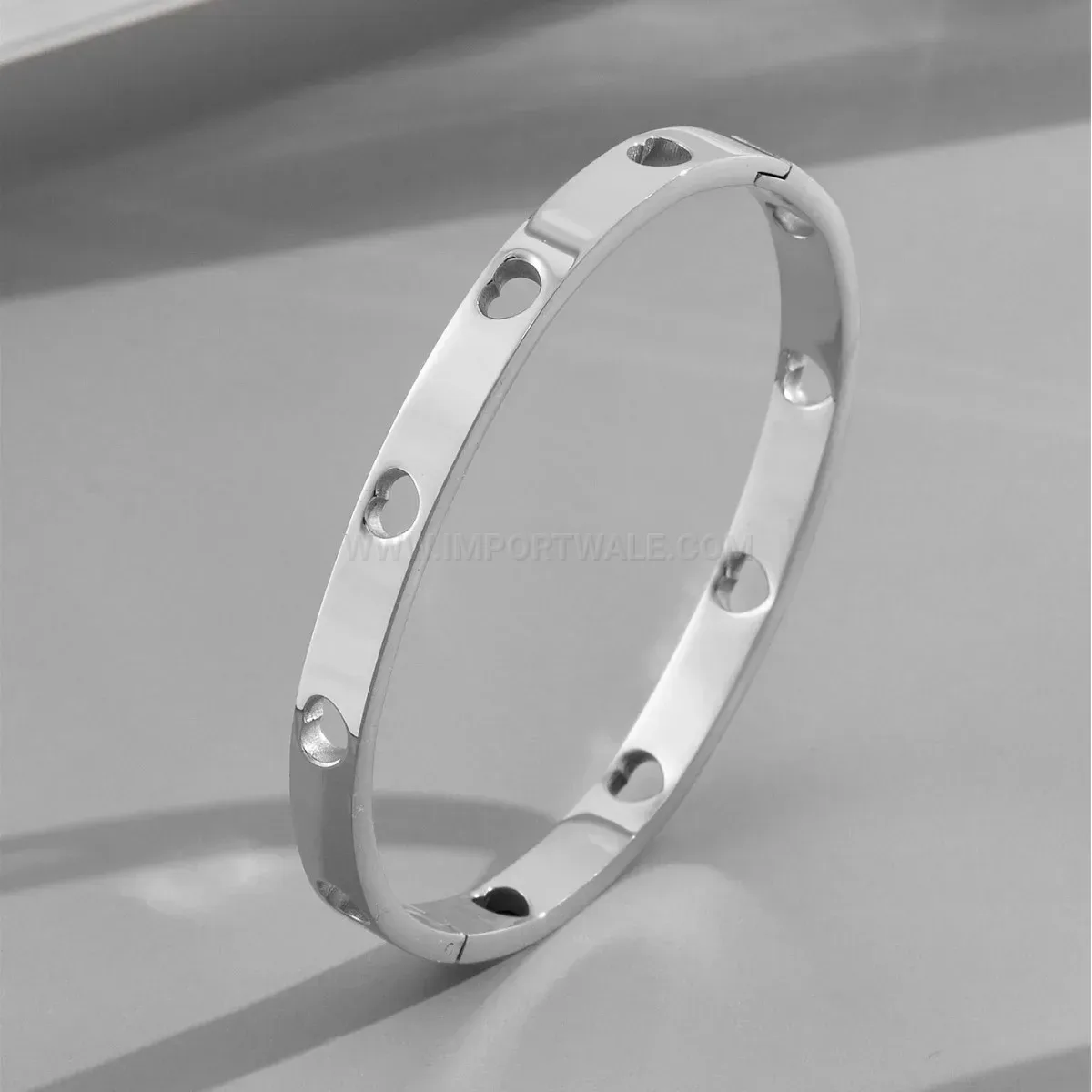 Cutout Openwork Heart Pattern Titanium Steel Bangle Bracelet