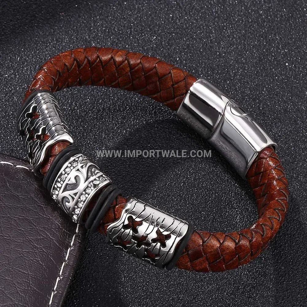 Wavy Patterned Titanium Steel Magnetic Bracelet for Men