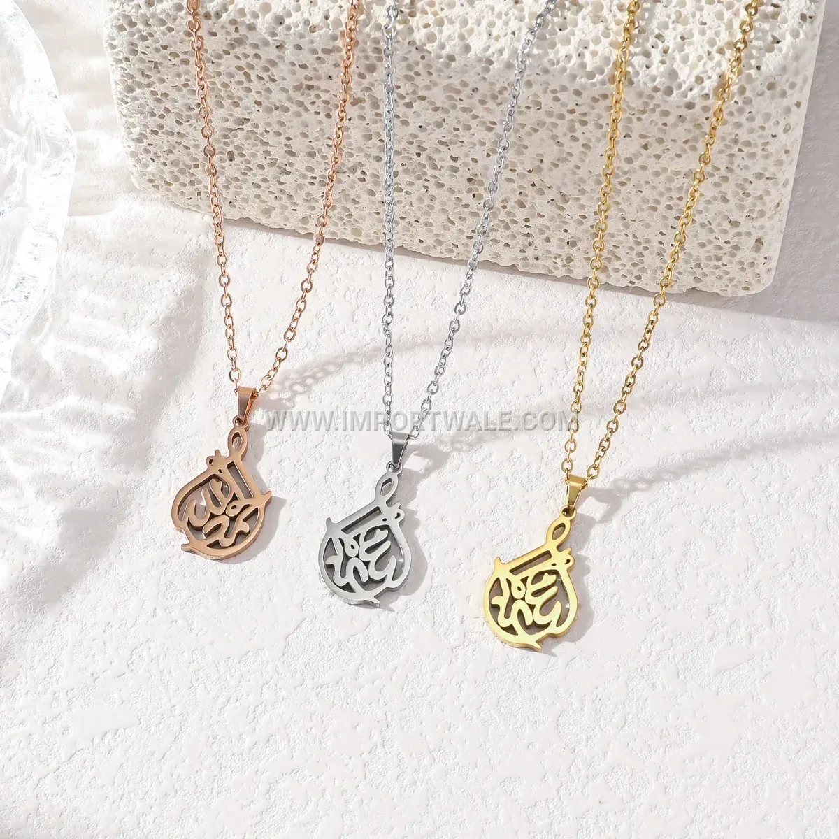 Minimalist Stainless Steel Arabic Calligraphy Pendant Clavicle Necklace