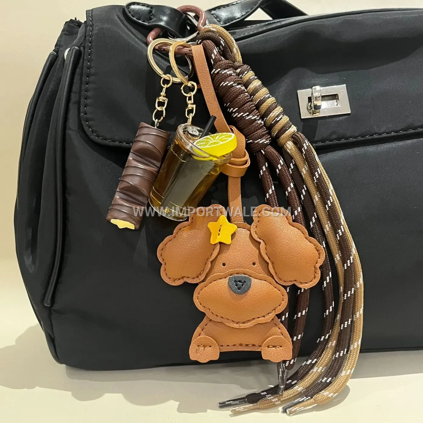 Cute Faux Leather Teddy Bear Bag Pendant Keychain