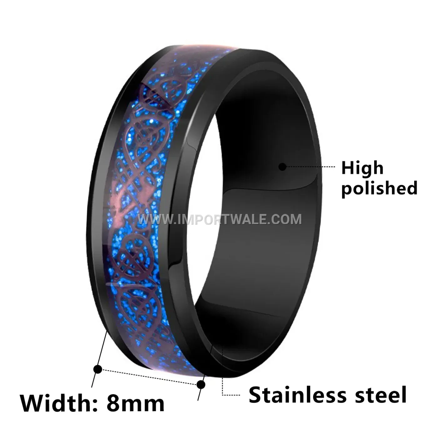 Vintage Dragon Pattern Stainless Steel Inlay Ring
