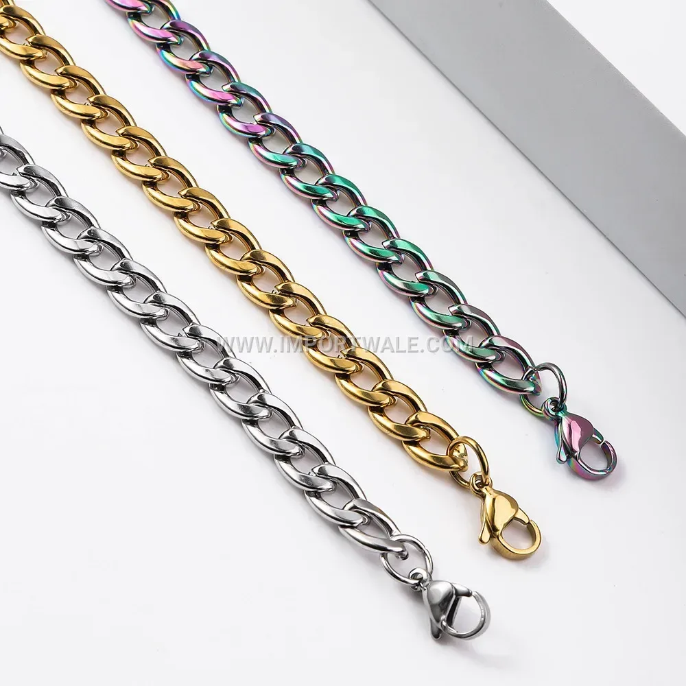 Gold Plated Stainless Steel Cuban Link Chain Necklace