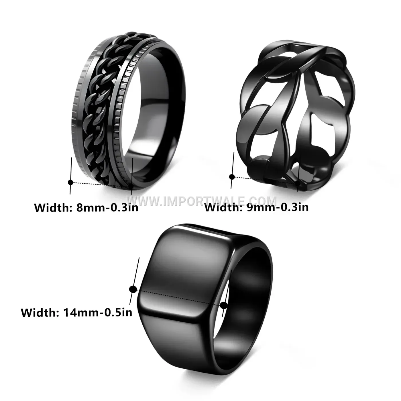 Embossed Pattern Spinner Chain Stainless Steel Ring