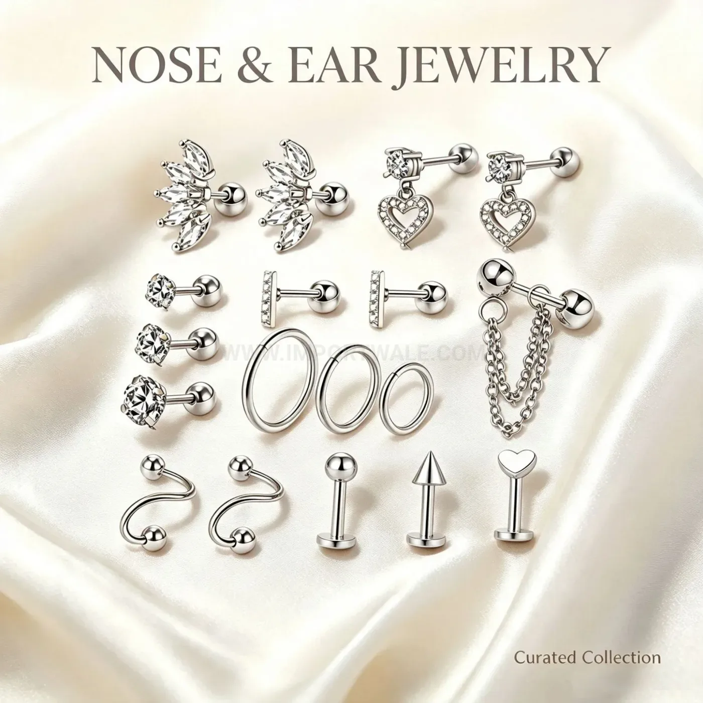 Bold Cubic Zirconia Stainless Steel Piercing Nose Ring