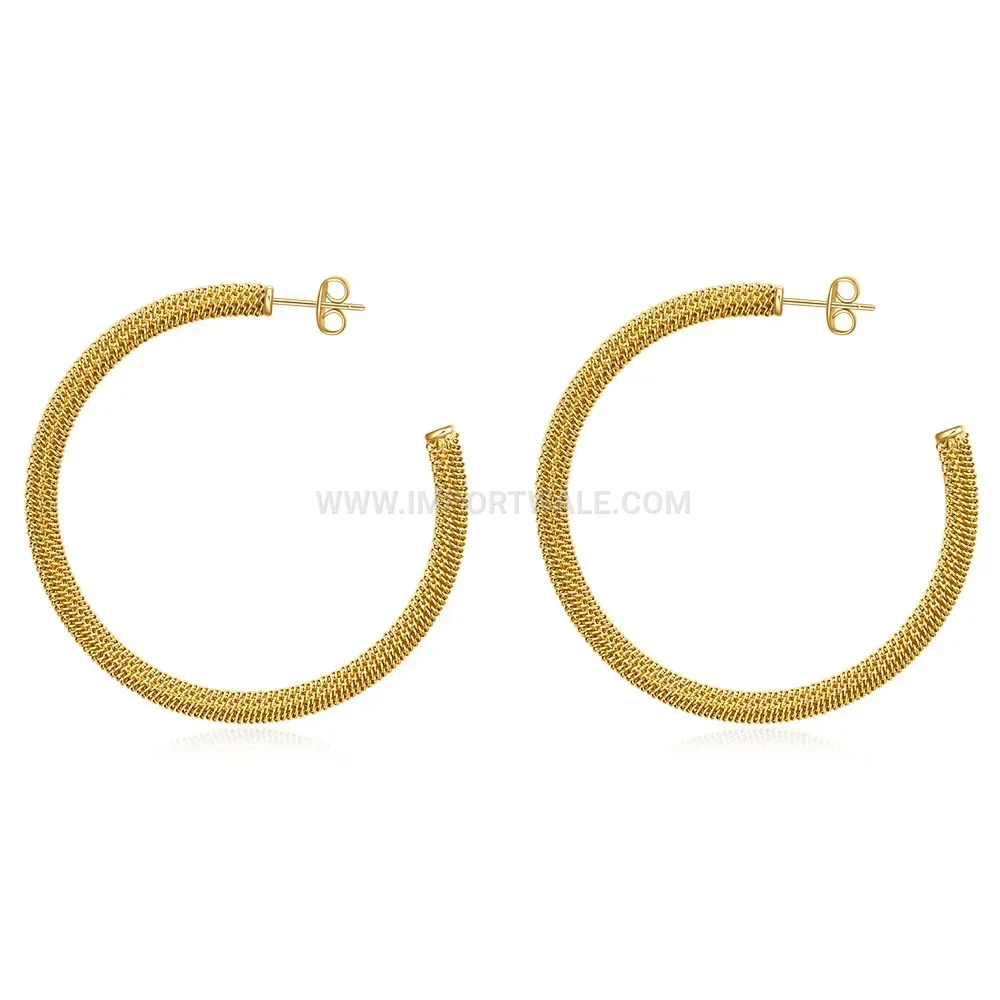 Retro Vintage Style Open C Shape Stainless Steel Earrings