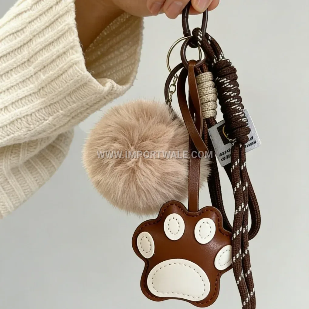 Cute Leather Cat Paw Bag Creative Key chains Keychain