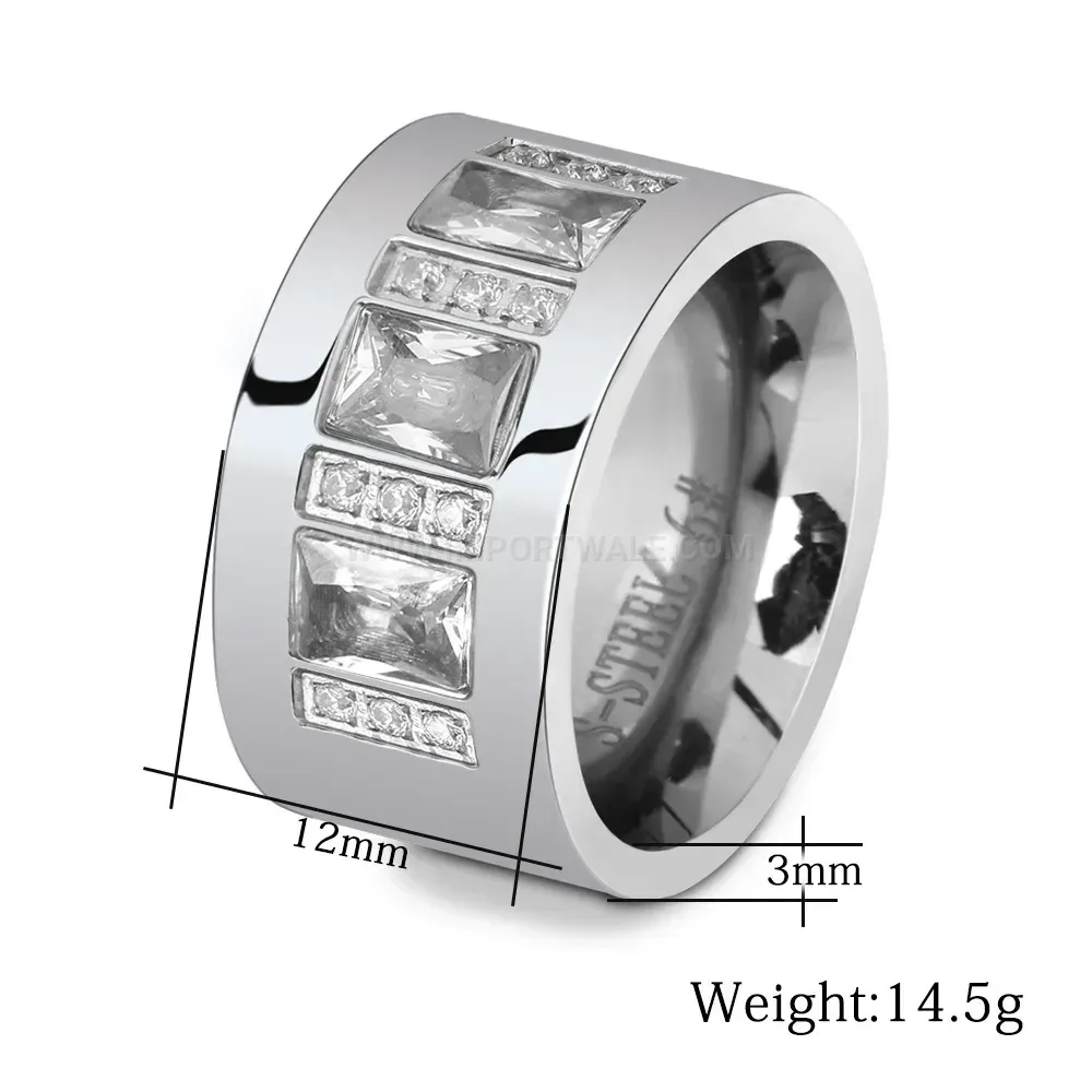 Bold Square Cubic Zirconia Stainless Steel Statement Ring