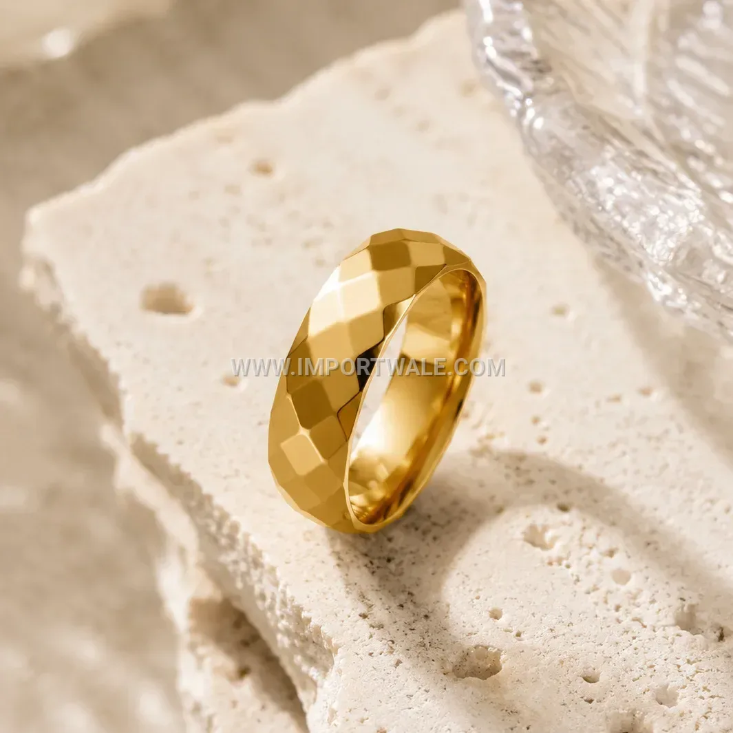Faceted Geometric Stainless Steel Band Ring