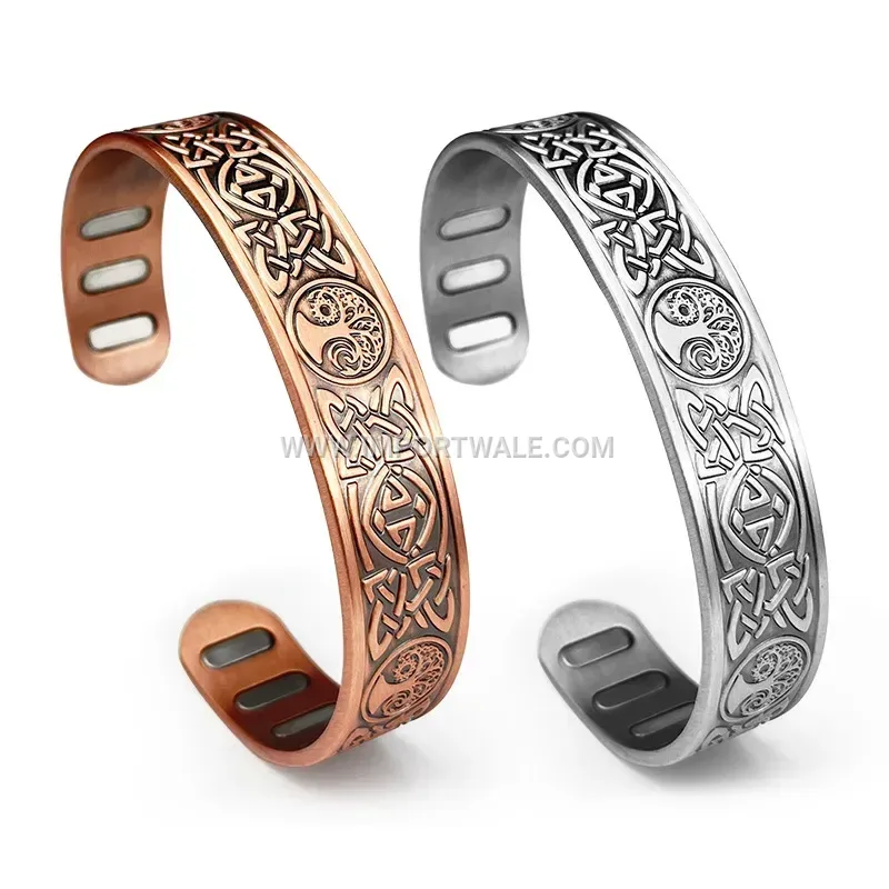 Celtic Sun Moon Tree Of Life Copper Magnetic Bangle
