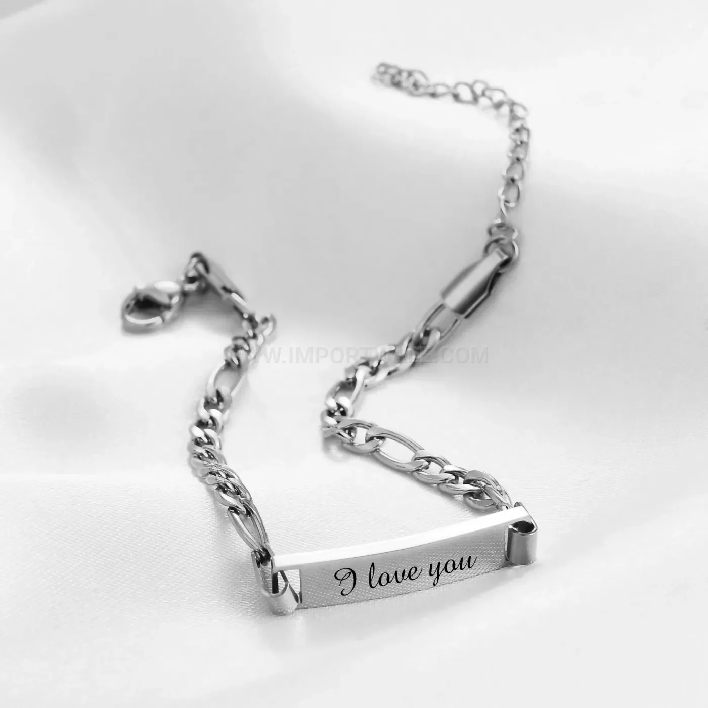 Adjustable Five Millimeter Curved Bar Stainless Steel Kids ID Bracelet