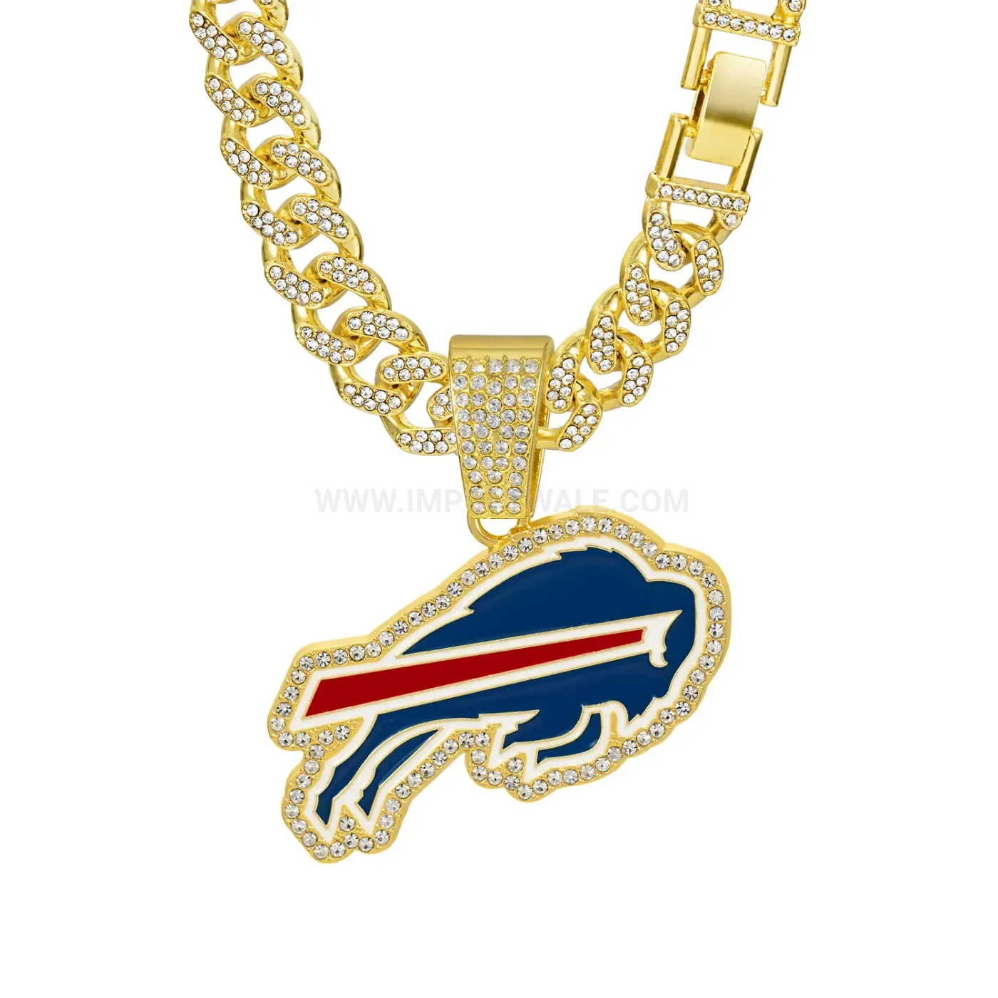 Iced Out Football Team Pendant with Cuban Chain Collar