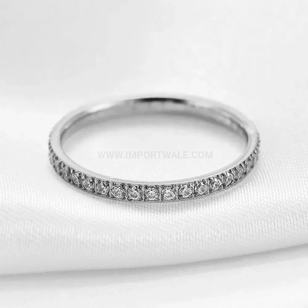 Bold Delicate 2mm Single-Row Zirconia Stainless Steel Band