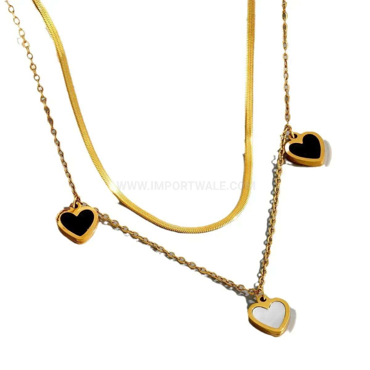 Premium Gold Plated Titanium Steel Heart Shell Pendant Jewelry