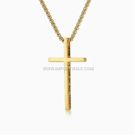 Minimalist Stainless Steel Cross Bible Pendant Necklace