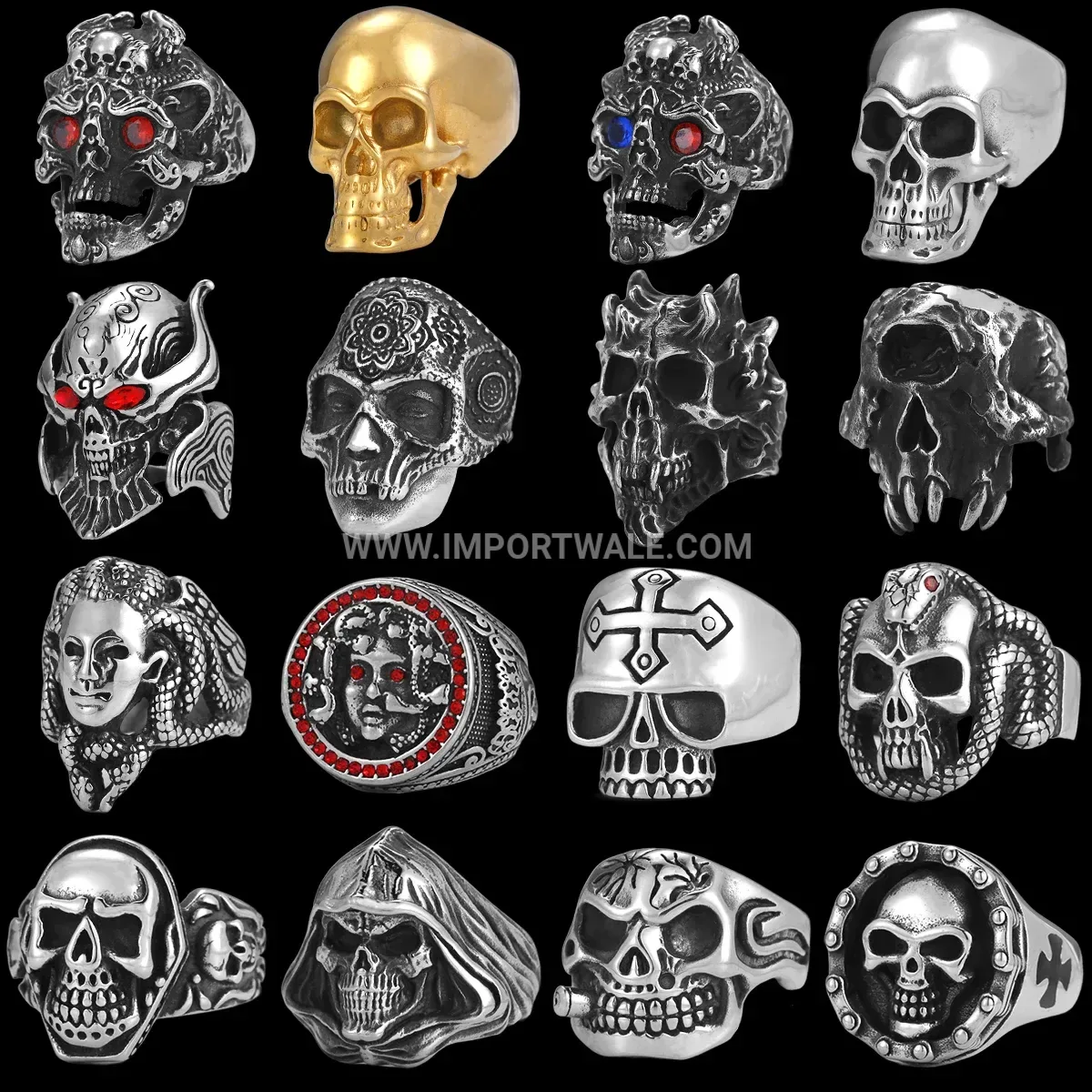 Gothic Punk Stainless Steel Skull Signet Ring