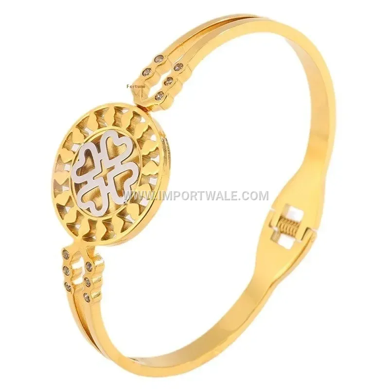 18K Gold Plated Titanium Steel Geometric Disc Bracelet