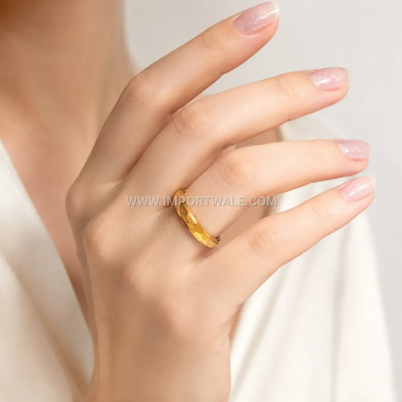 Faceted Geometric Stainless Steel Spinner Band Ring