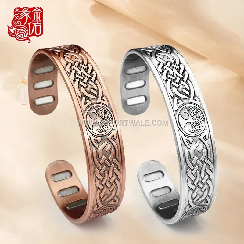 Celtic Lotus Tree Of Life Copper Magnetic Open Cuff