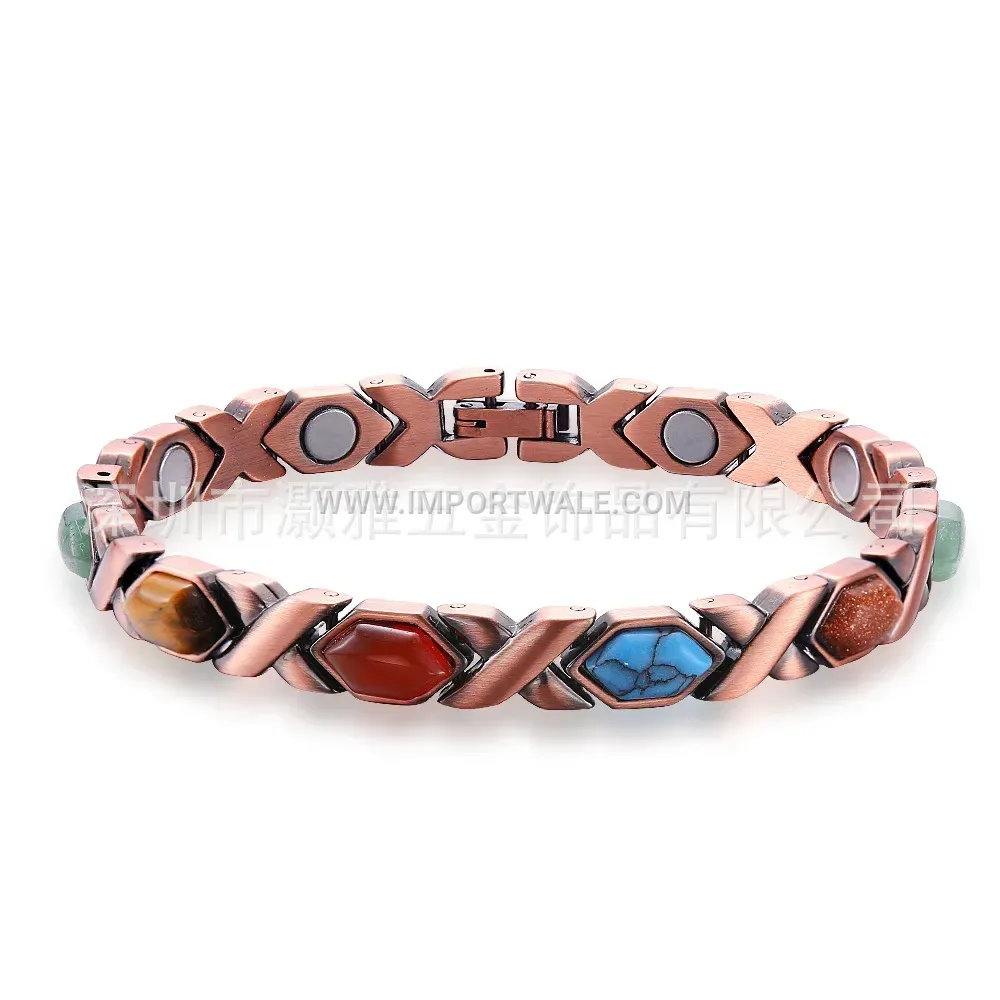 Vintage Red Bronze Alloy Magnetic Bangle Bracelet