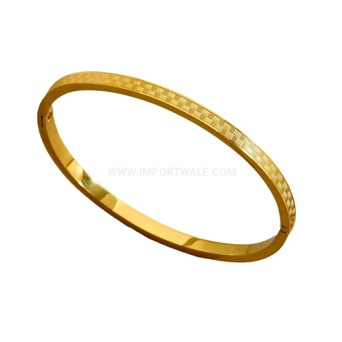 Premium Rhinestone Checkerboard Titanium Steel Bangle Bracelet