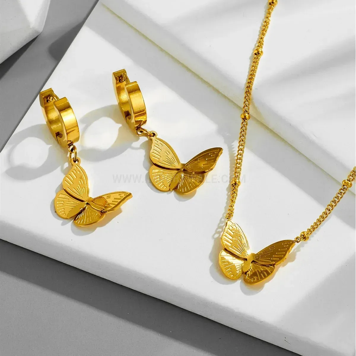 Chic Minimalist Folded Metallic Butterfly Titanium Steel Necklace