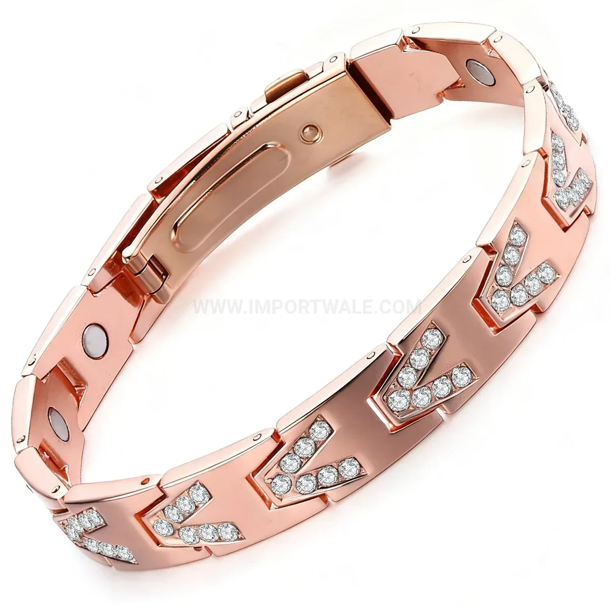 Modern Unisex Geometric V-Shape Zircon Bio Magnetic Copper Bracelet