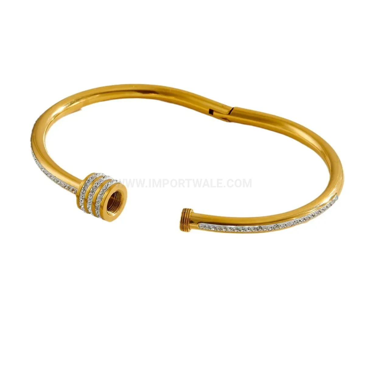 Pave Crystal Hourglass Titanium Steel Bangle Bracelet