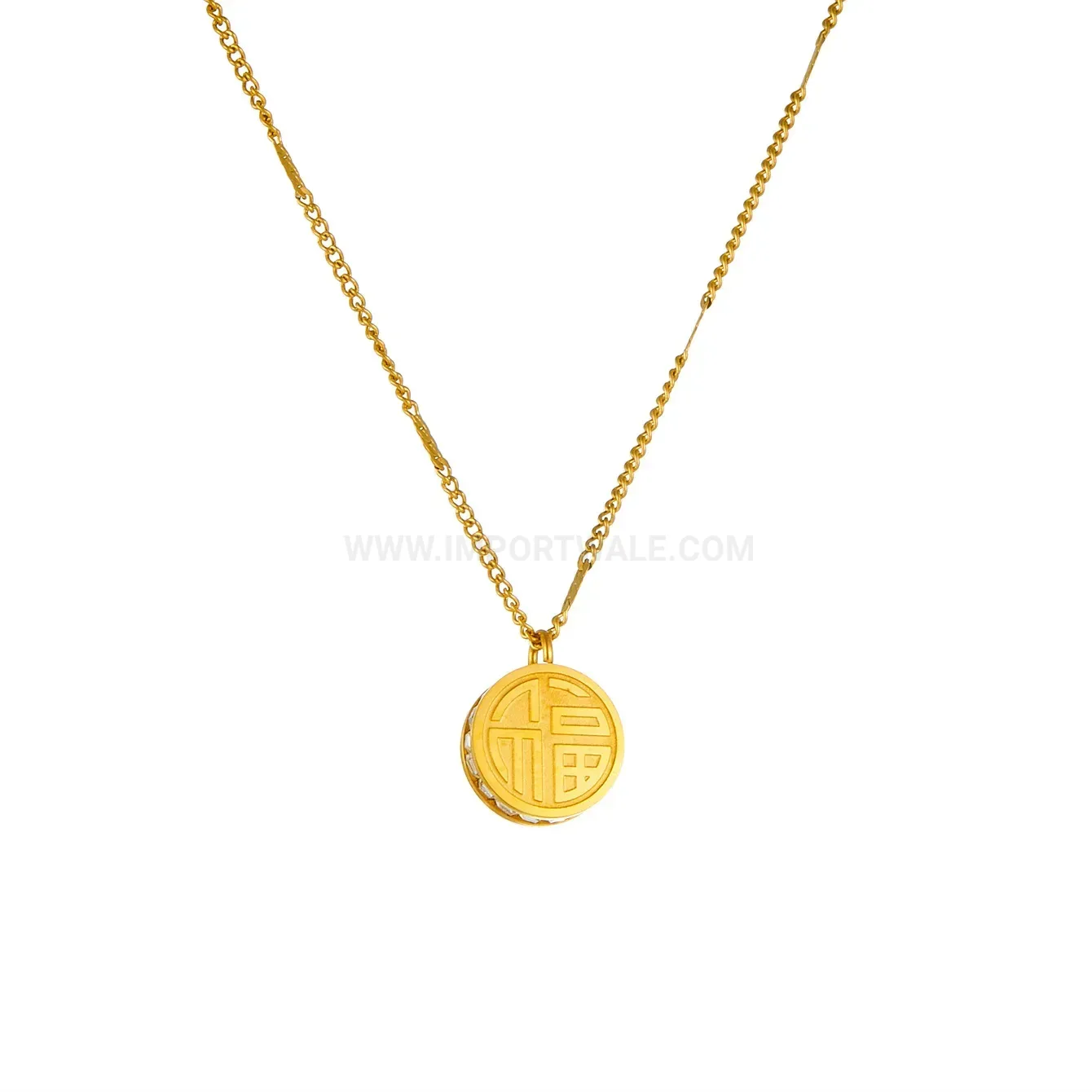 Fashion Double Sided Character Pendant Stainless Steel Gold Clavicle Necklace