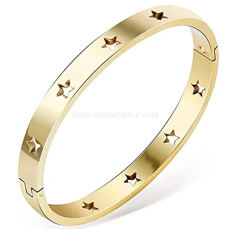 Fashion Cutout Star Stainless Steel Clasp Bangle Bracelet