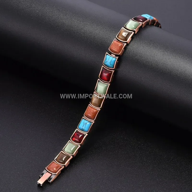 Vintage Faux Turquoise Copper Magnetic Bracelet for Women