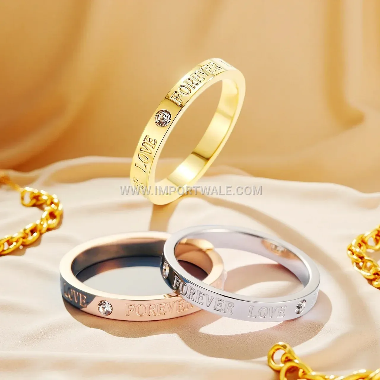 Diamond Accented Stainless Steel Love Band Ring