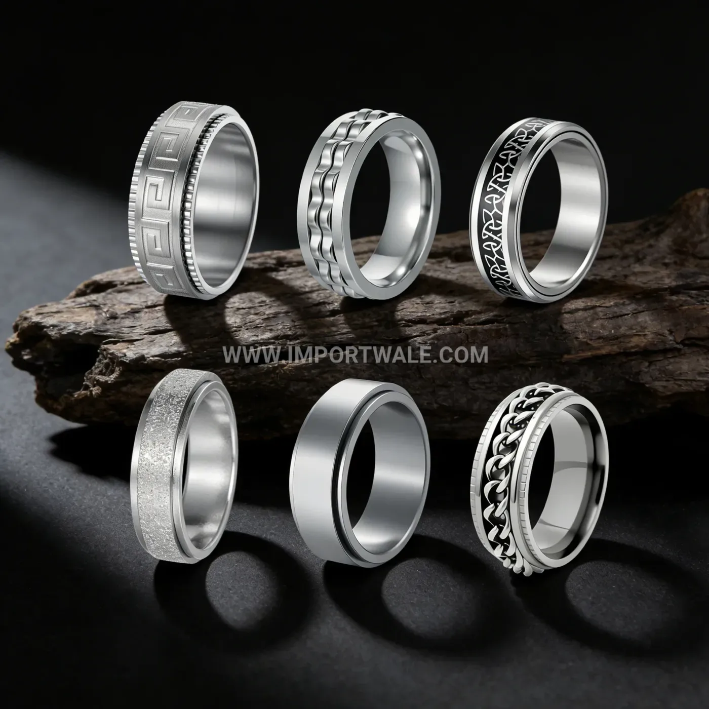 Rotatable Stainless Steel Spinner Ring Set
