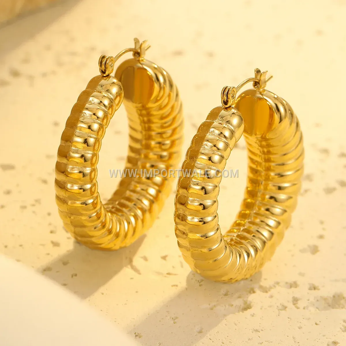 18K Gold Plated Geometric Openwork Stainless Steel Stud Earrings