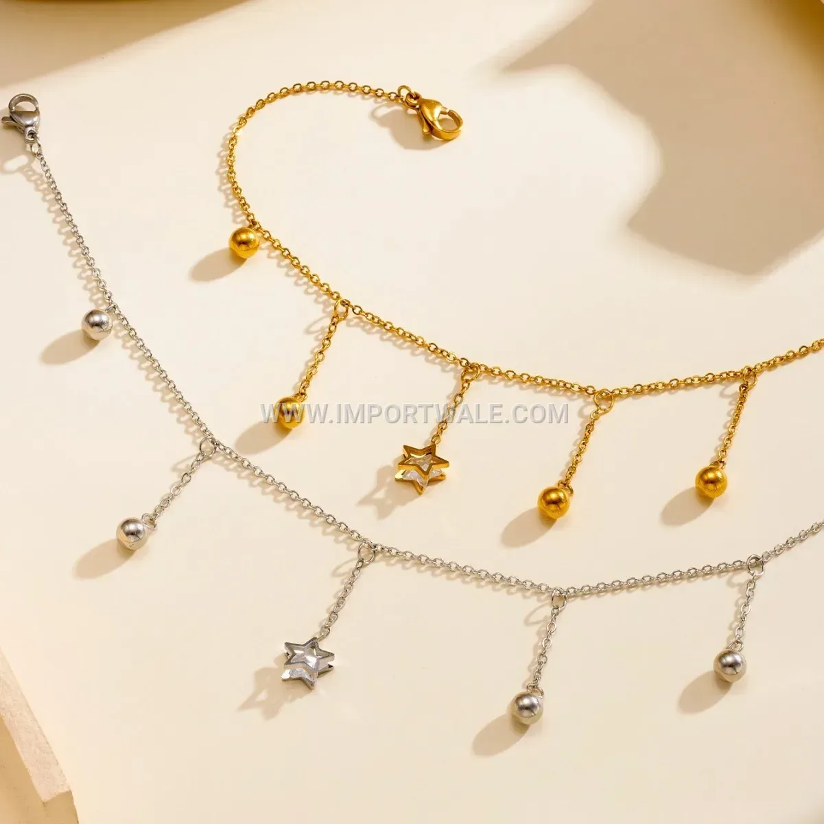 Geometric Star Rhinestone Stainless Steel Anklet