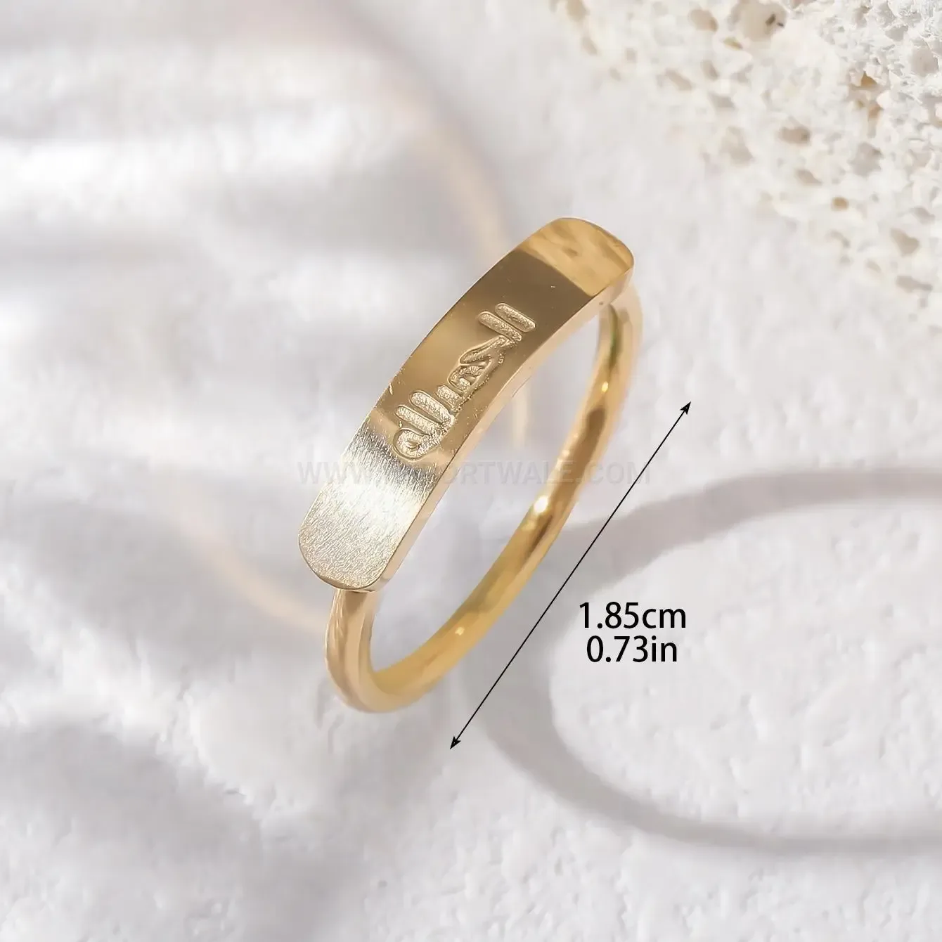 Premium Stainless Steel Alhamdulillah Bar Engraved Calligraphy Ring