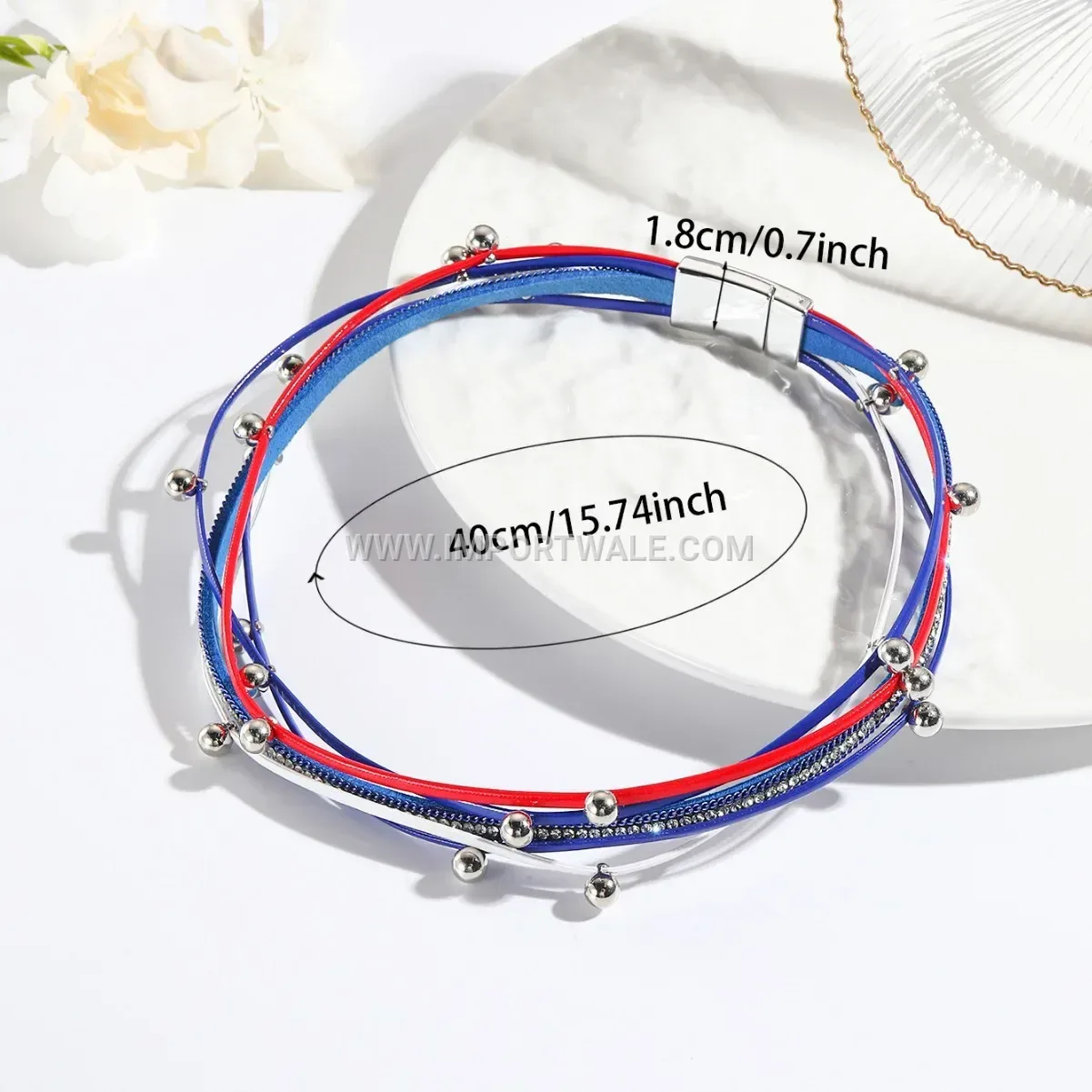 Multi Layer Rhinestone PU Leather Double Wrap Bracelet