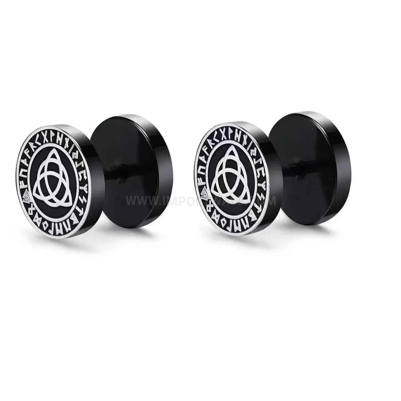 Designer Textured Barbell Stainless Steel Stud Piercing Earring