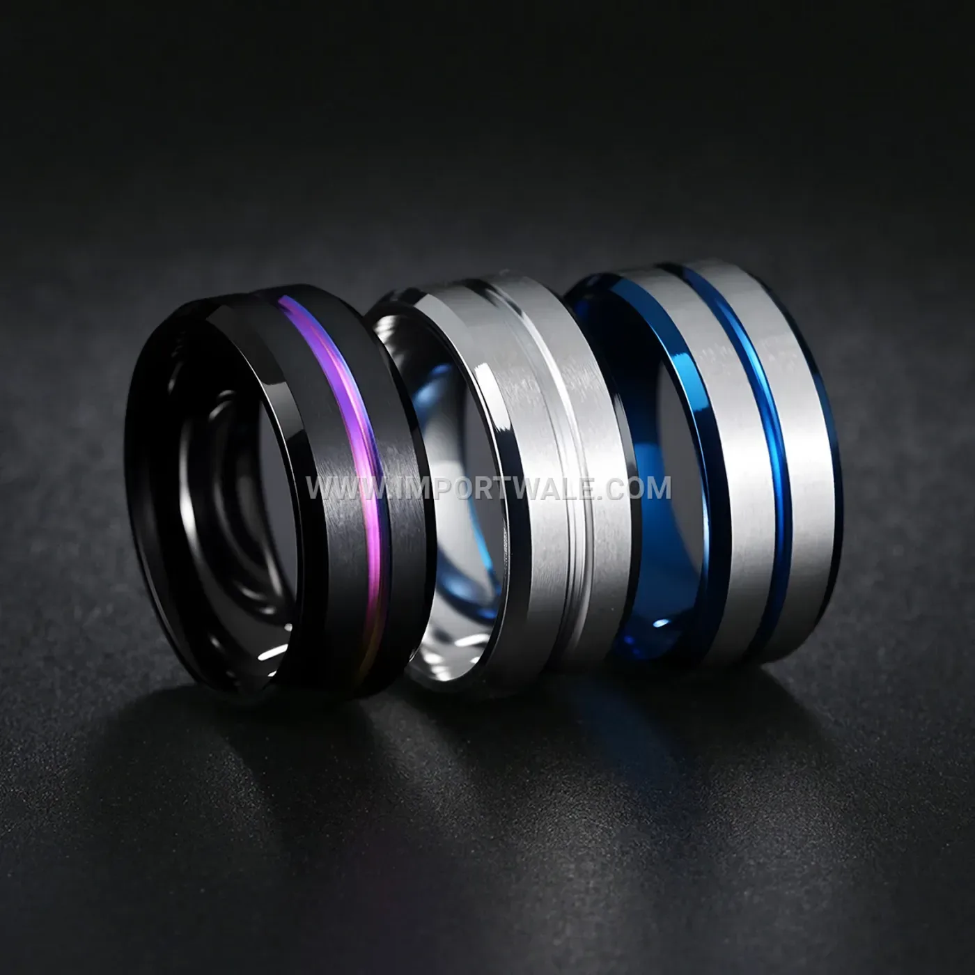Two-Tone Geometric Stainless Steel Band Ring