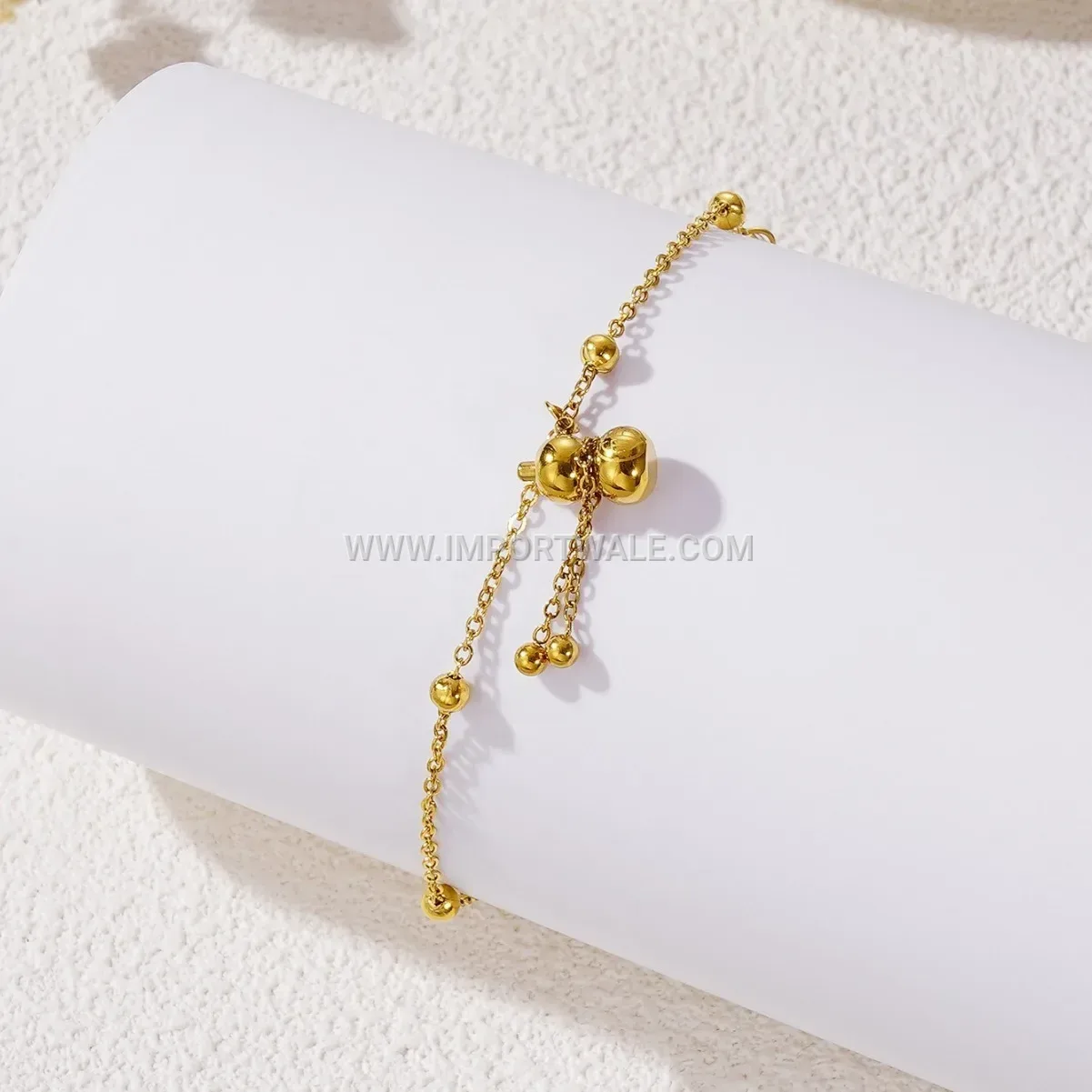 Chinese Style Gourd Charm Anti Tarnish Stainless Steel Anklet