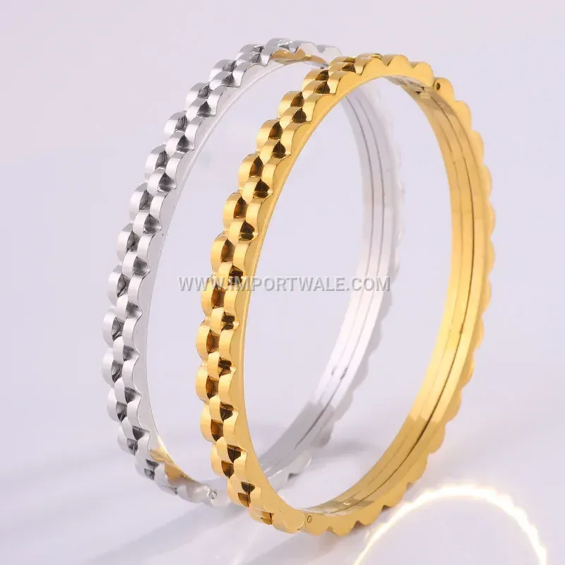 Gold Tone Titanium Steel Strap Link Bracelet