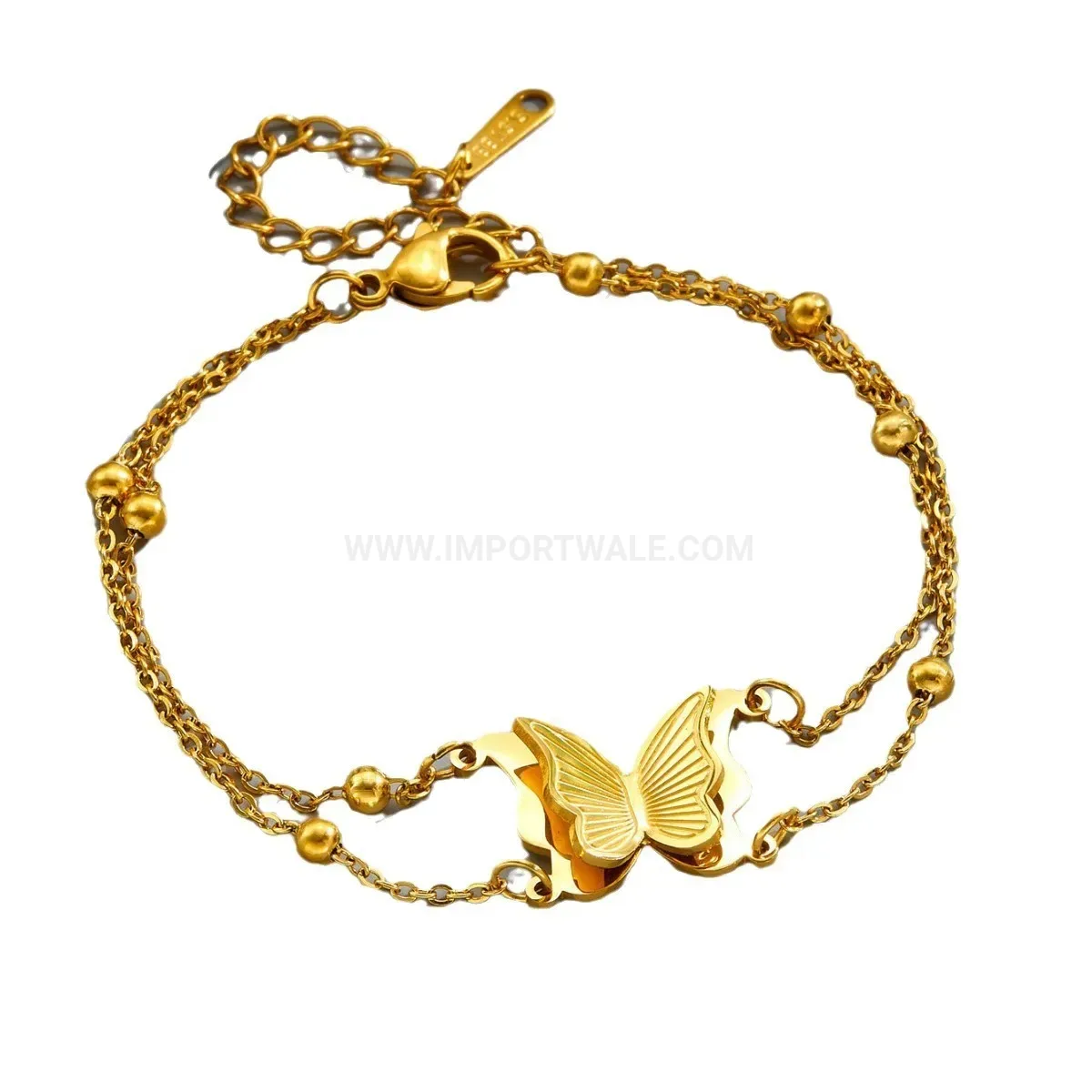 Modern Double Layer Gold Titanium Steel Butterfly Bracelet
