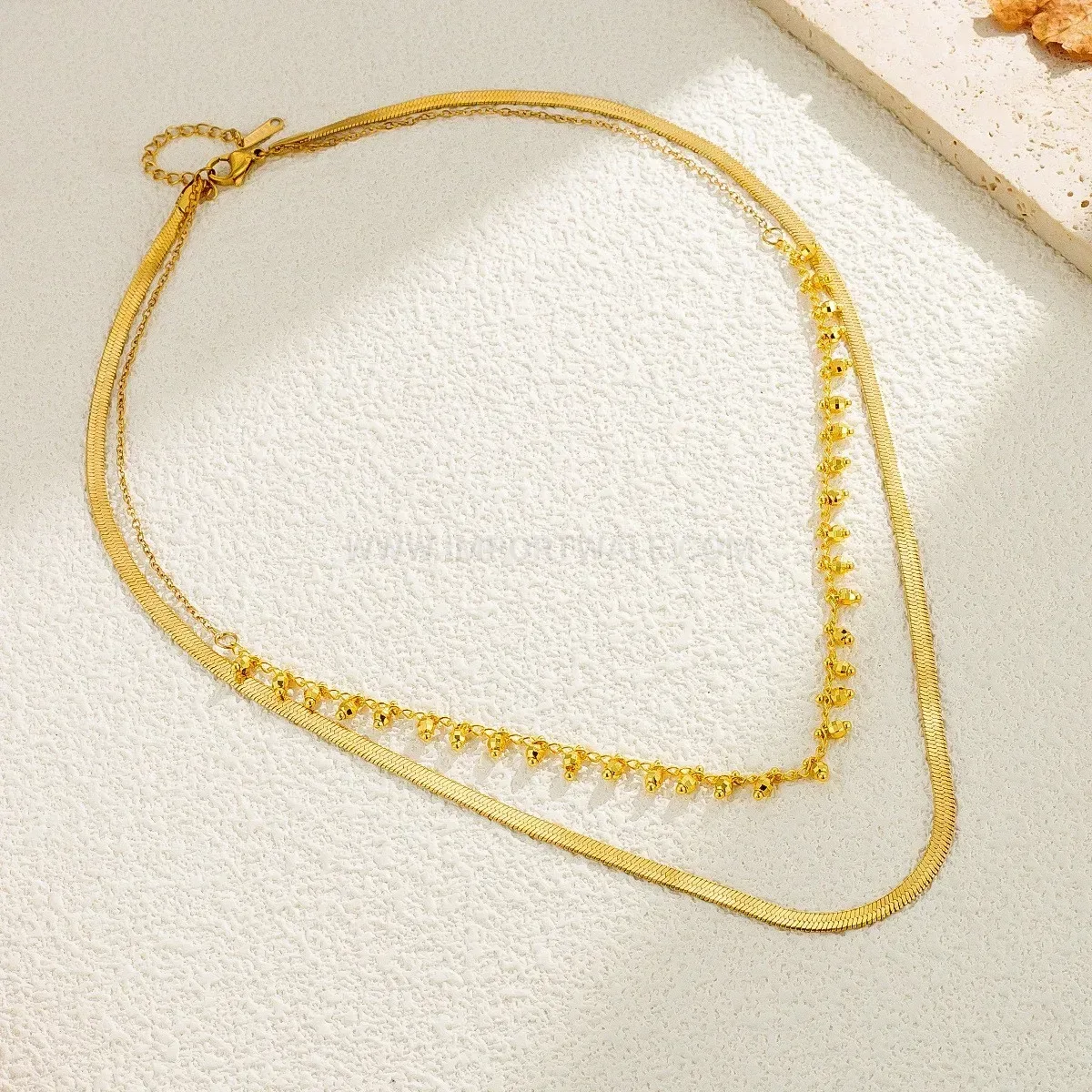 Fashion Delicate Stainless Steel Heart Pendant Layered Chain Necklace