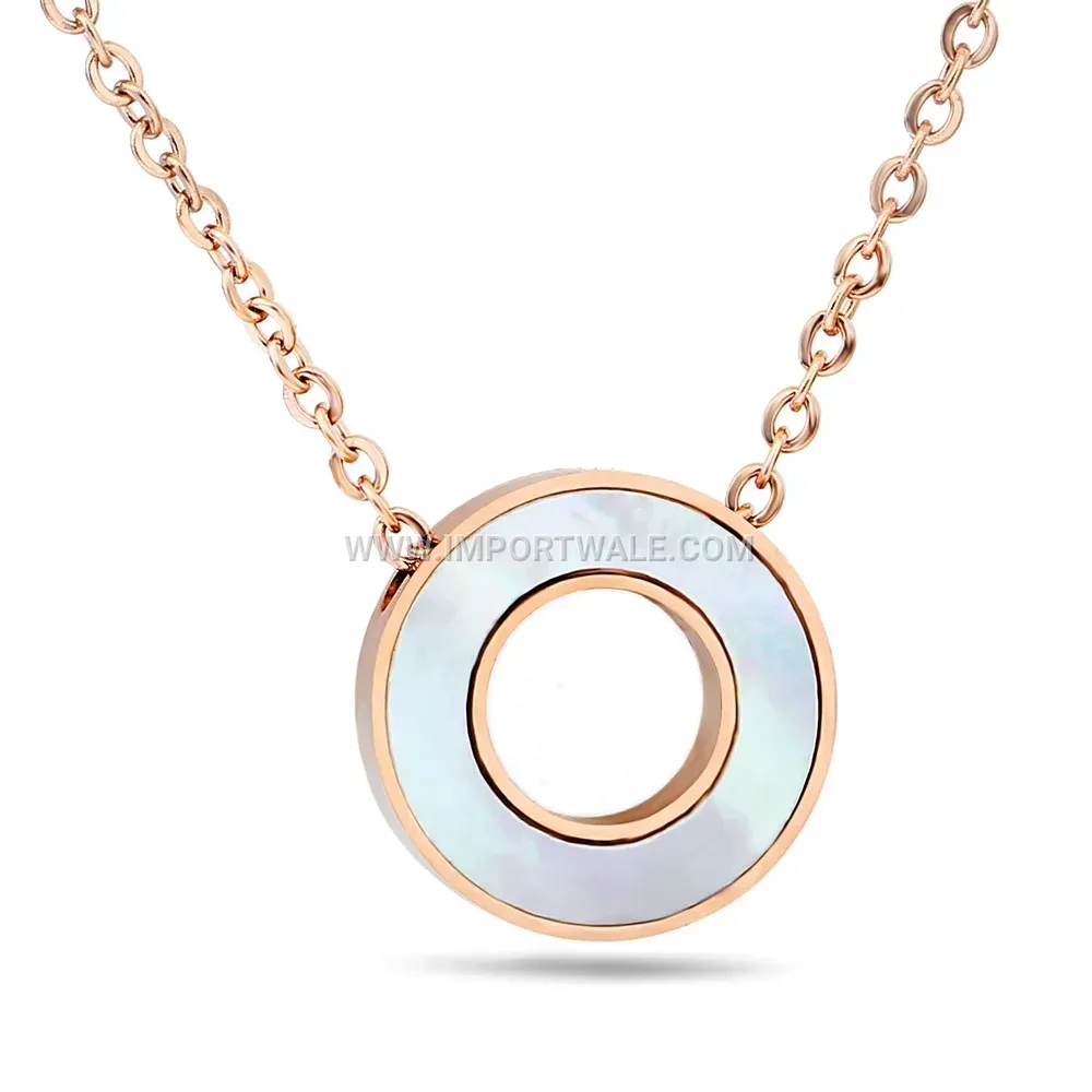 Geometric Hollow Shell Inlay Stainless Steel Layered Necklace