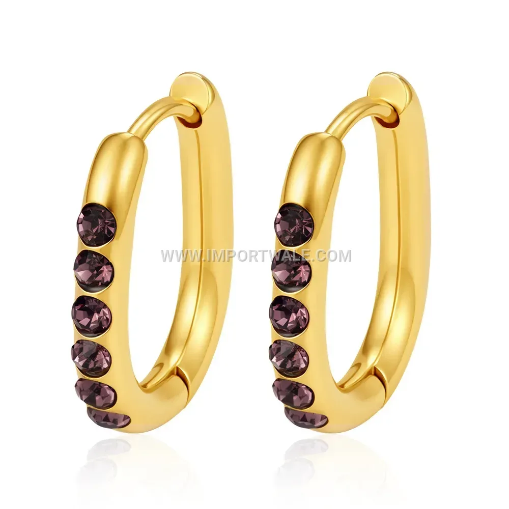 Gold Plated Zircon Micro Inlaid Hoop Earrings