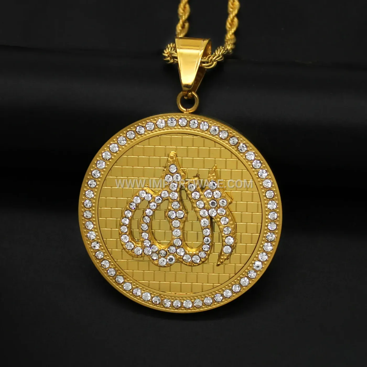 Stainless Steel Hip Hop Style Islamic Allah Pendant Necklace