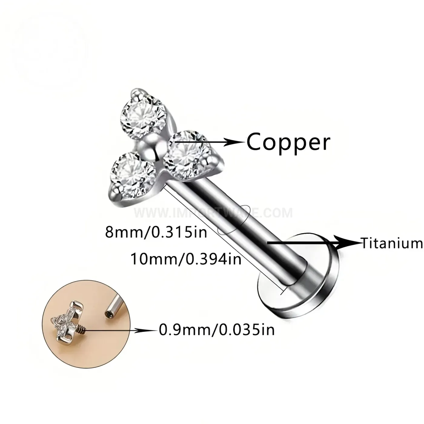 Stylish Rhinestone Stainless Steel Star Cross Piercing Studs