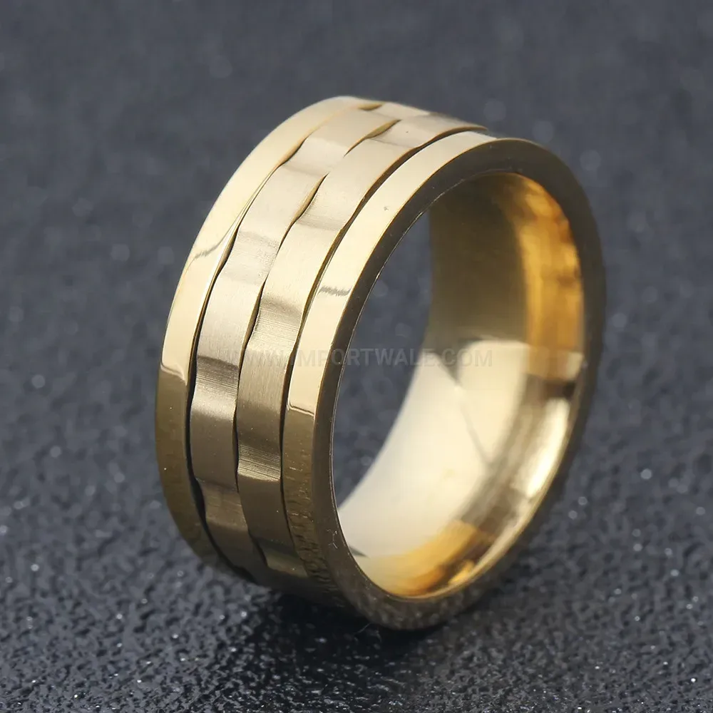 Trendy Rotatable Stainless Steel Gear Band Ring for Modern Style