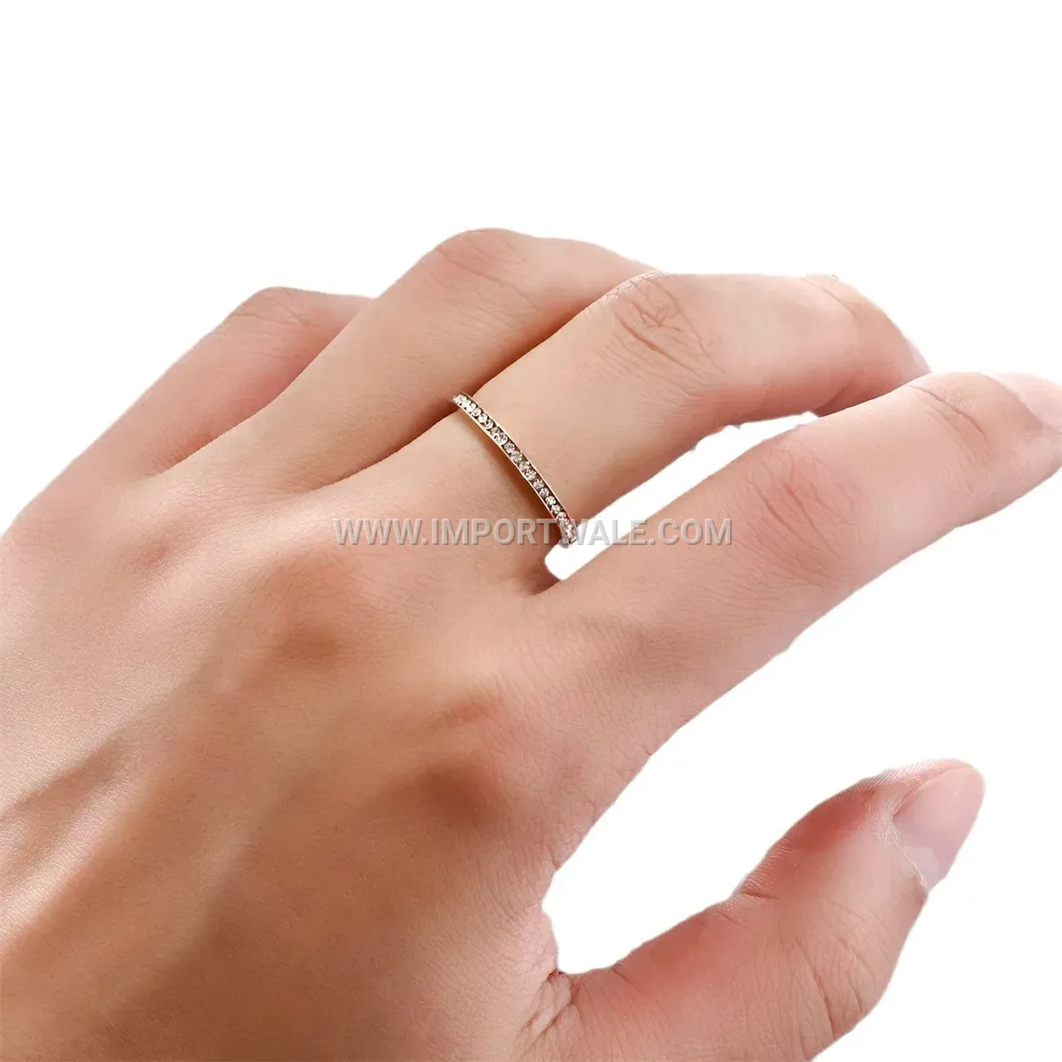 Sparkling Stainless Steel Pavé Crystal Eternity Band